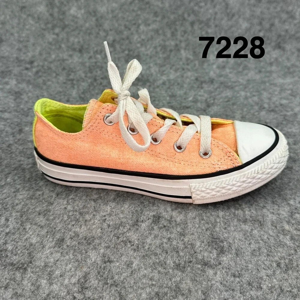Converse Chuck Taylor All Star Junior 12 Neon Orange Yellow Low Top 637348F